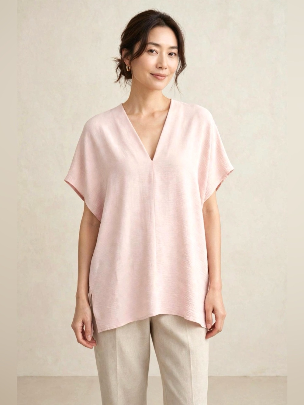 Jax Layered Drapey poncho tunic blouse with extended sleeve